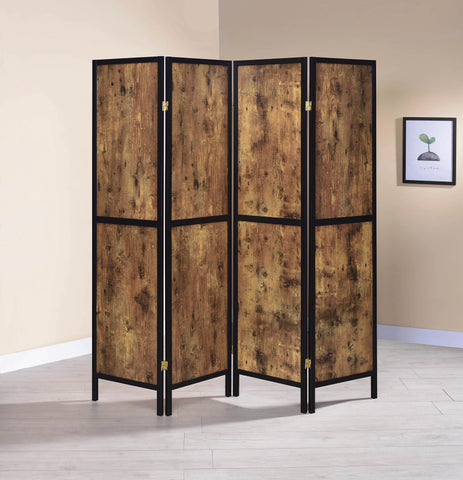 Coaster Deepika 4-panel Folding Screen Antique Nutmeg and Black Model 961413