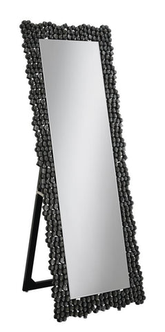 Coaster McKay Textural Frame Cheval Floor Mirror Silver and Smoky Grey Model 961422