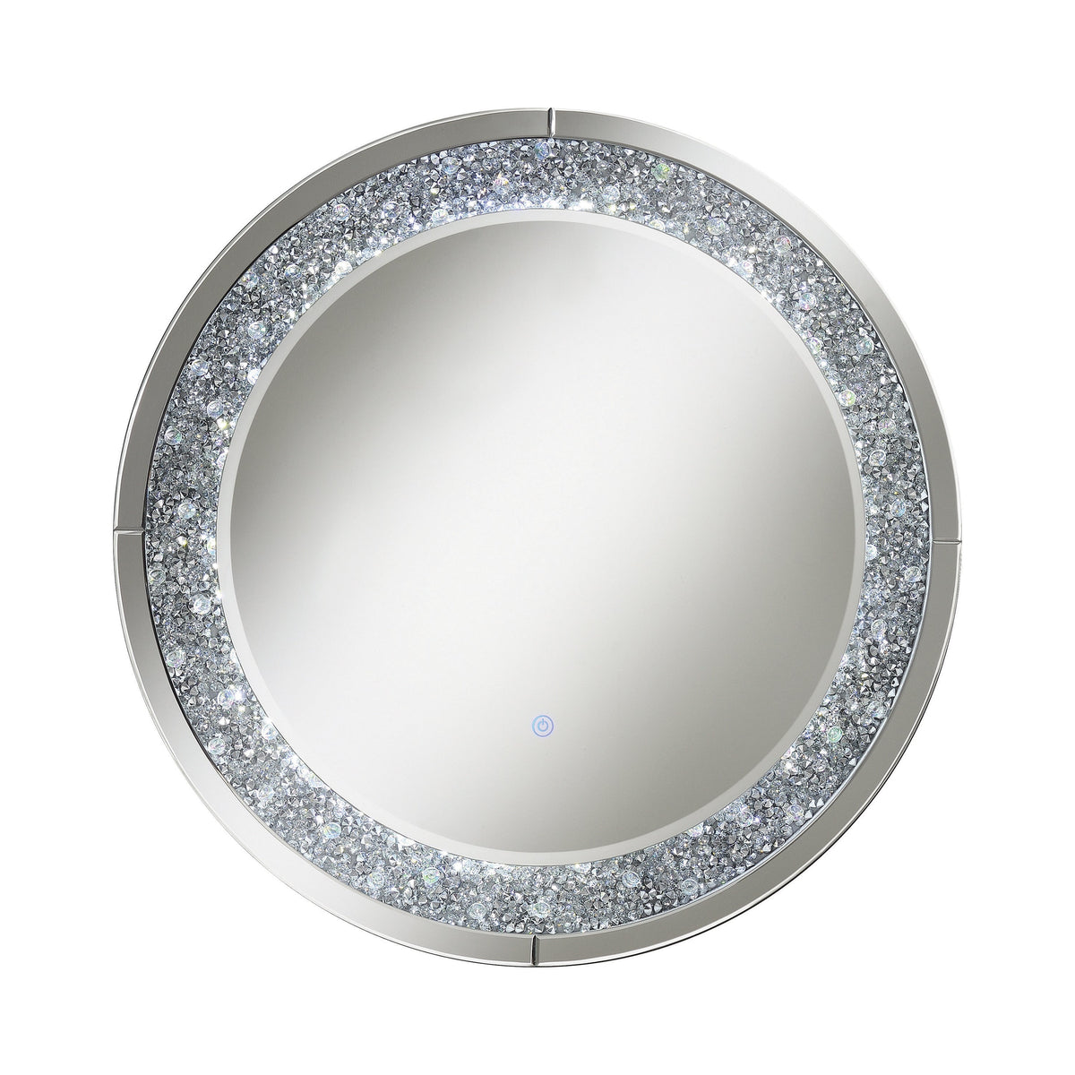 Coaster Lixue Round Wall Mirror with LED Lighting Silver Model 961428