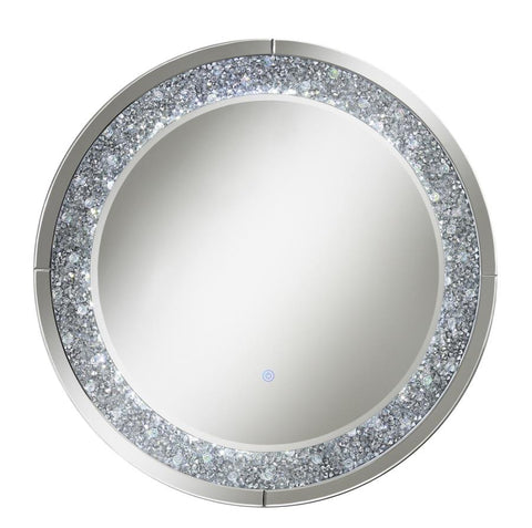 Coaster Lixue Round Wall Mirror with LED Lighting Silver Model 961428