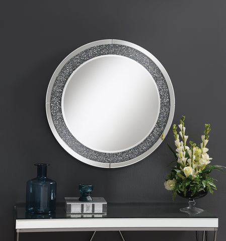Coaster Lixue Round Wall Mirror with LED Lighting Silver Model 961428