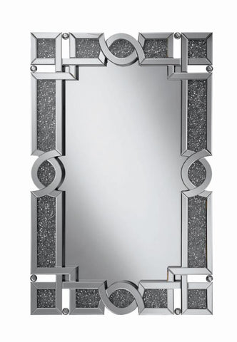 Coaster Jackie Interlocking Wall Mirror with Iridescent Panels and Beads Silver Model 961444