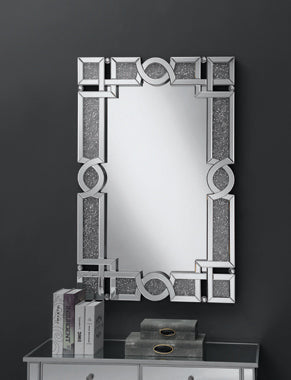 Coaster Jackie Interlocking Wall Mirror with Iridescent Panels and Beads Silver Model 961444