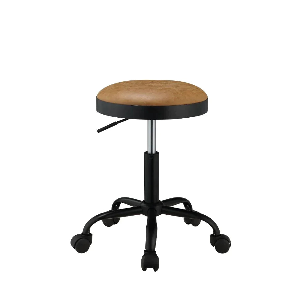 Ouray Vintage Caramel PU & Black Stool Model 96156 By ACME Furniture