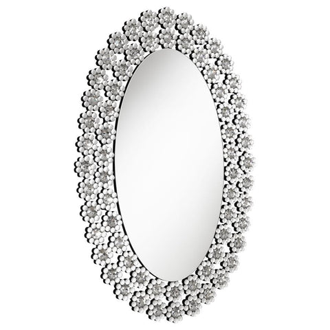 Coaster Colleen Oval Wall Mirror with Faux Crystal Blossoms Model 961615