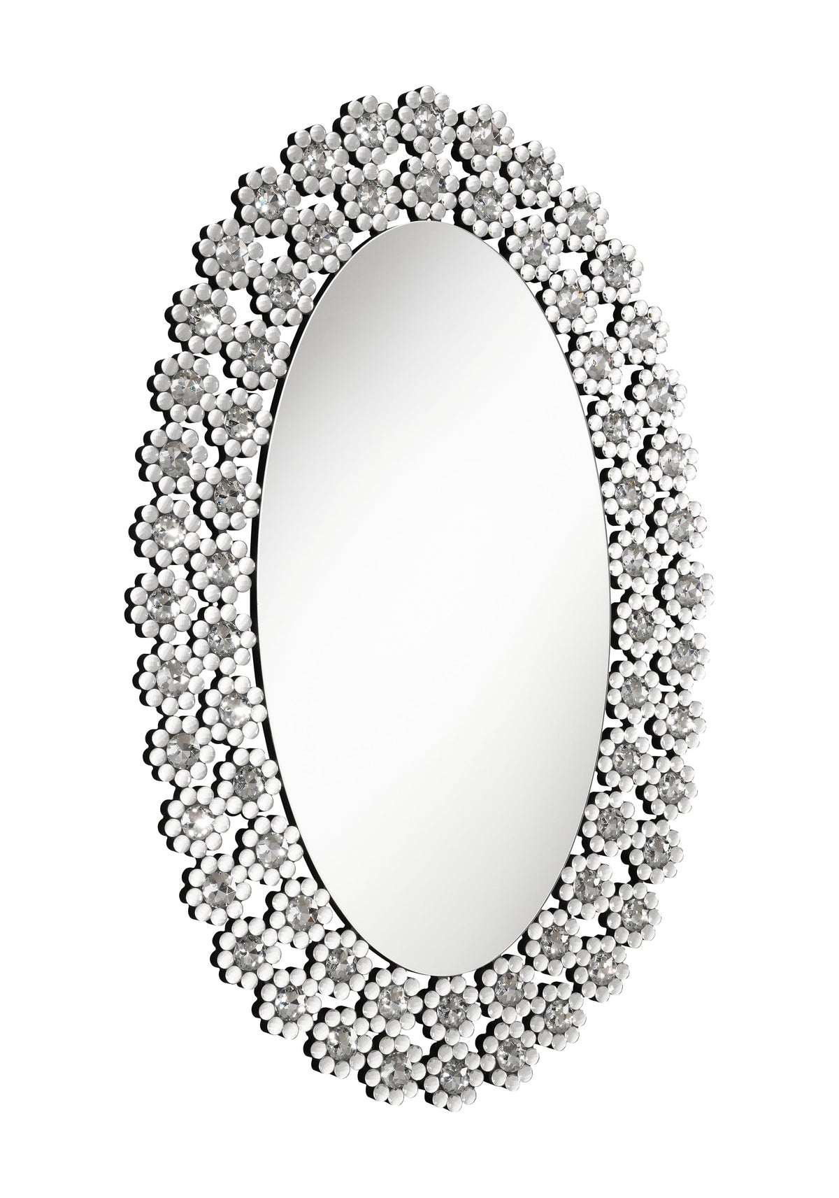 Coaster Colleen Oval Wall Mirror with Faux Crystal Blossoms Model 961615
