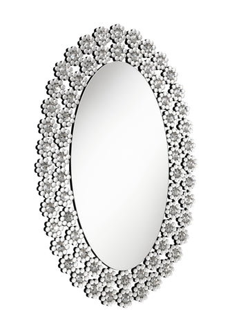 Coaster Colleen Oval Wall Mirror with Faux Crystal Blossoms Model 961615