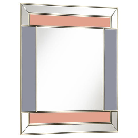 Coaster Braylin Rectangular Wall Mirror Champagne and Grey Model 962907
