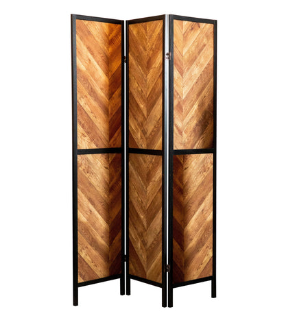 Coaster Marlene Herringbone Pattern 3-Panel Screen Rustic Tobacco and Black Model 962922