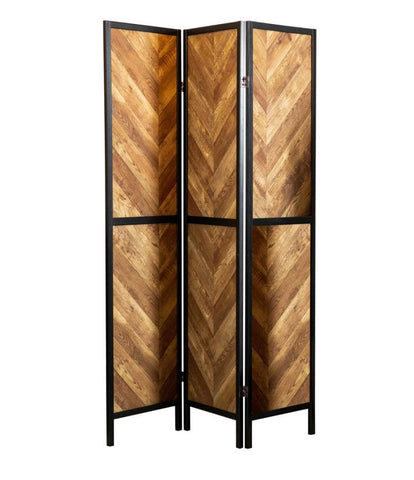 Coaster Marlene Herringbone Pattern 3-Panel Screen Rustic Tobacco and Black Model 962922