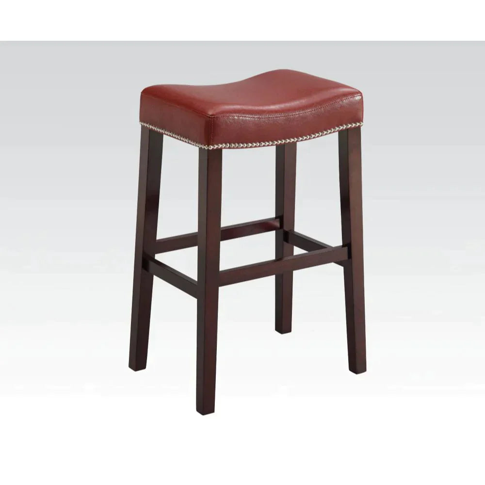 Lewis Red PU & Espresso Bar Stool Model 96296 By ACME Furniture