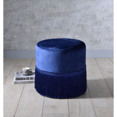 ACME Clivia Midnight Blue Velvet Clivia Ottoman Model 96466