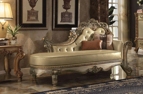 Vendome Bone PU & Gold Patina Chaise Model 96485 By ACME Furniture