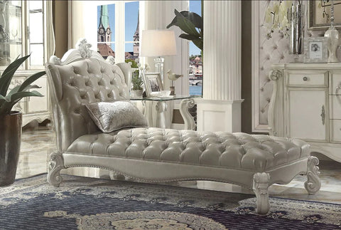 Versailles Vintage Gray PU & Bone White Chaise Model 96542 By ACME Furniture