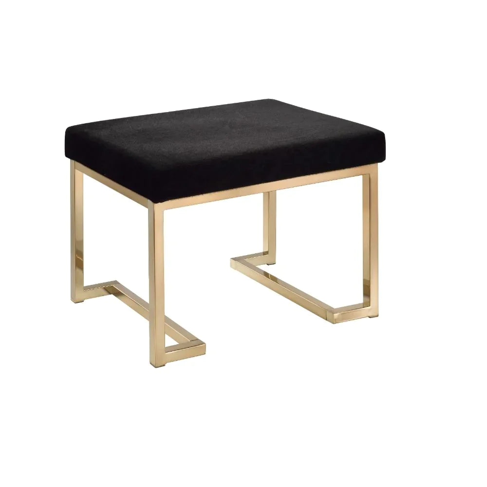 Boice Black Fabric & Champagne Ottoman Model 96597 By ACME Furniture