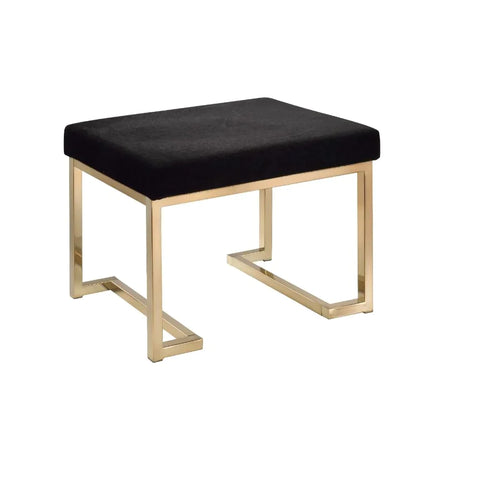 Boice Black Fabric & Champagne Ottoman Model 96597 By ACME Furniture