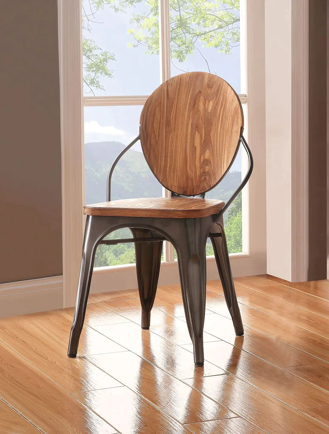 Jakia III Natural & Gunmetal Side Chair Model 96811 By ACME Furniture