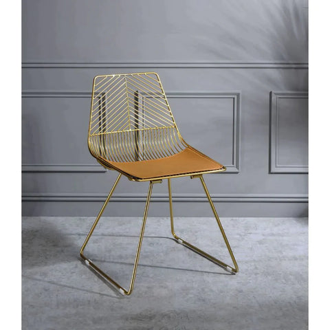 Faina Whiskey PU & Gold Side Chair Model 96848 By ACME Furniture
