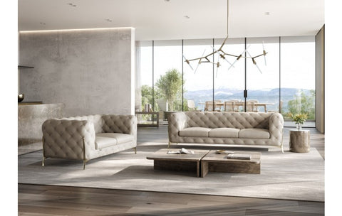 970 DivanItalia BeigeSofa and Loveseat Set – Top Grain Italian LeatherModel:  970-BEIGE-2PC