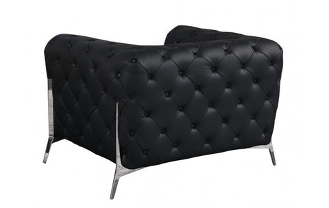 970 DivanItalia Black Sofa and Two Armchairs Set – Top Grain Italian LeatherModel:  970-BLACK-2CH-SET