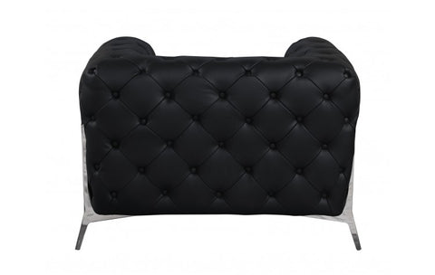 970 DivanItalia Black Sofa and Two Armchairs Set – Top Grain Italian LeatherModel:  970-BLACK-2CH-SET