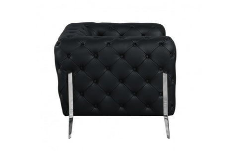 970 DivanItalia Black Sofa and Two Armchairs Set – Top Grain Italian LeatherModel:  970-BLACK-2CH-SET
