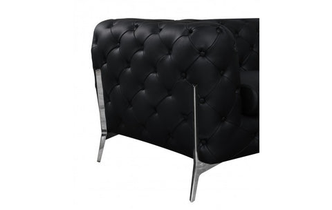 970 DivanItalia Black Sofa and Two Armchairs Set – Top Grain Italian LeatherModel:  970-BLACK-2CH-SET