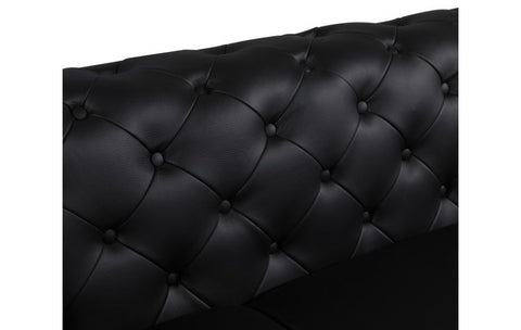 970 DivanItalia Black Sofa and Two Armchairs Set – Top Grain Italian LeatherModel:  970-BLACK-2CH-SET