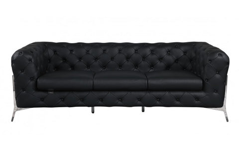 970 DivanItalia Black Sofa and Two Armchairs Set – Top Grain Italian LeatherModel:  970-BLACK-2CH-SET