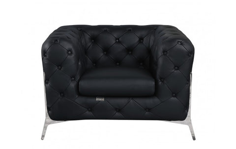 970 DivanItalia Black Sofa and Two Armchairs Set – Top Grain Italian LeatherModel:  970-BLACK-2CH-SET