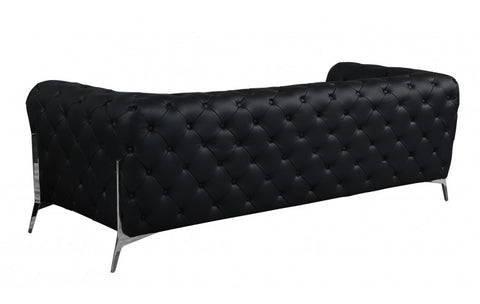 970 DivanItalia Black Sofa and Two Armchairs Set – Top Grain Italian LeatherModel:  970-BLACK-2CH-SET