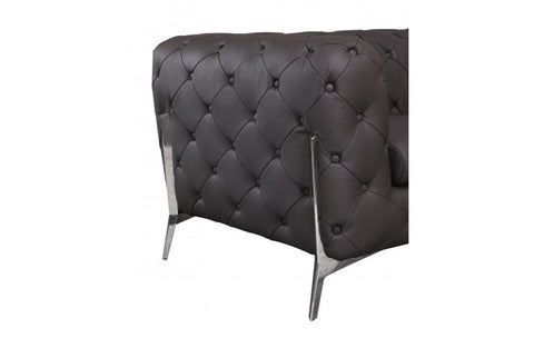970 DivanItalia Brown Sofa and Two Armchairs Set – Top Grain Italian LeatherModel:  970-BROWN-2CH-SET