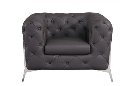 970 DivanItalia Brown Sofa and Two Armchairs Set – Top Grain Italian LeatherModel:  970-BROWN-2CH-SET