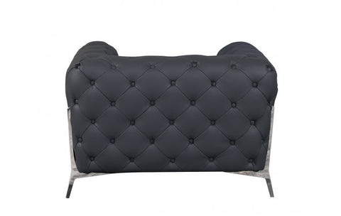 970 DivanItalia Dark Gray Sofa and Two Armchairs Set – Top Grain Italian LeatherModel:  970-DK_GRAY-2CH-SET