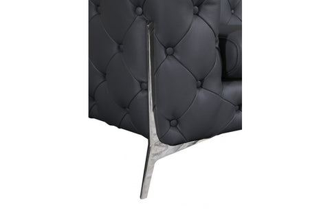 970 DivanItalia Dark Gray Sofa and Two Armchairs Set – Top Grain Italian LeatherModel:  970-DK_GRAY-2CH-SET
