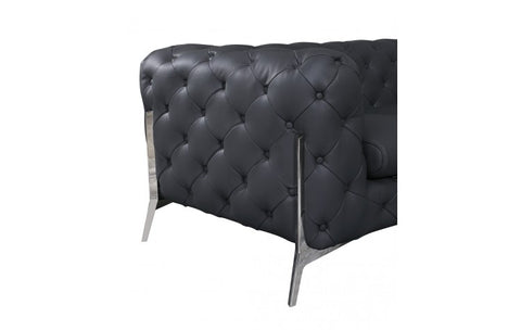 970 DivanItalia Dark Gray Sofa and Two Armchairs Set – Top Grain Italian LeatherModel:  970-DK_GRAY-2CH-SET