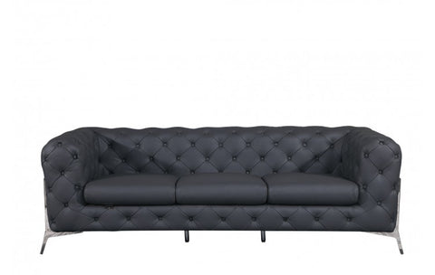 970 DivanItalia Dark Gray Sofa and Two Armchairs Set – Top Grain Italian LeatherModel:  970-DK_GRAY-2CH-SET
