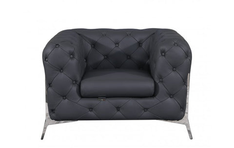 970 DivanItalia Dark Gray Sofa and Two Armchairs Set – Top Grain Italian LeatherModel:  970-DK_GRAY-2CH-SET