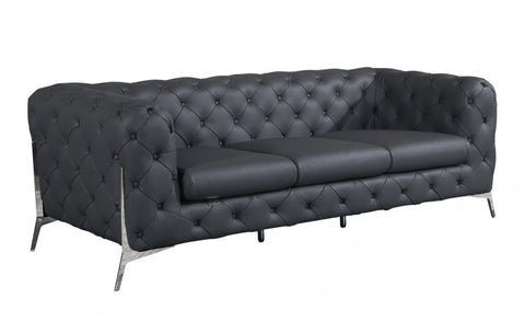 970 DivanItalia Dark Gray Sofa and Two Armchairs Set – Top Grain Italian LeatherModel:  970-DK_GRAY-2CH-SET