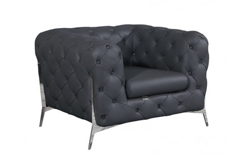 970 DivanItalia Dark Gray Sofa and Two Armchairs Set – Top Grain Italian LeatherModel:  970-DK_GRAY-2CH-SET