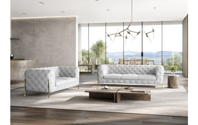 970 DivanItalia White Sofa and Loveseat Set – Top Grain Italian LeatherModel:  970-WHITE-2PC