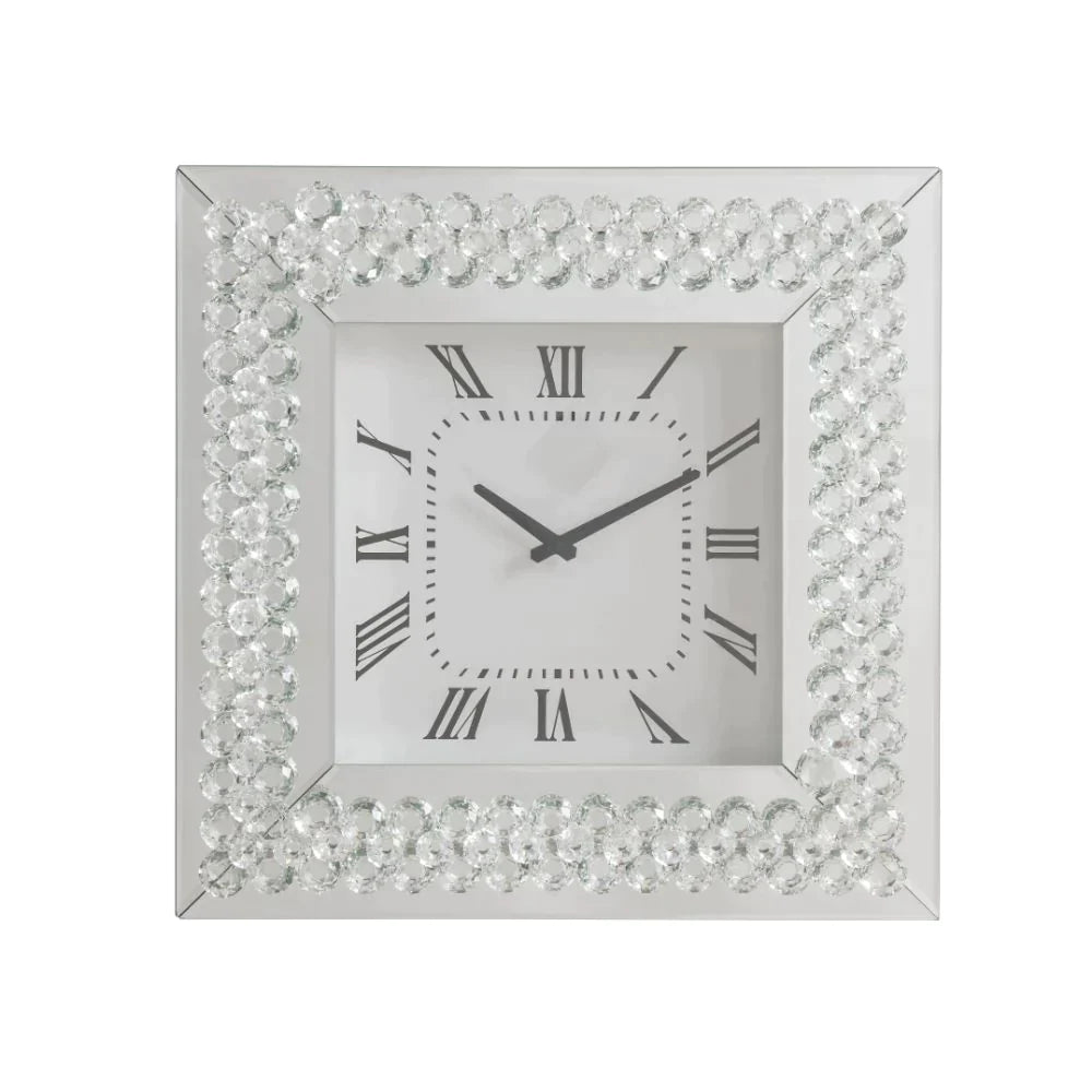 Lotus Mirrored & Faux Crystals Wall Clock Model 97044 By ACME Furniture
