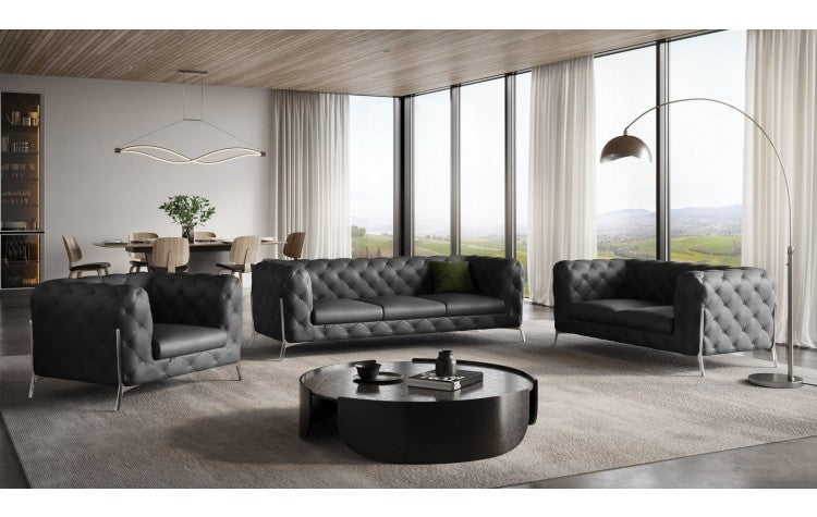 970 DivanItalia Dark Gray Sofa Set – Top Grain Italian LeatherModel:  970-DK_GRAY