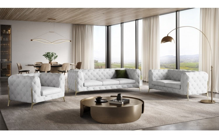 970 DivanItalia White Sofa Set – Top Grain Italian LeatherModel:  970-WHITE