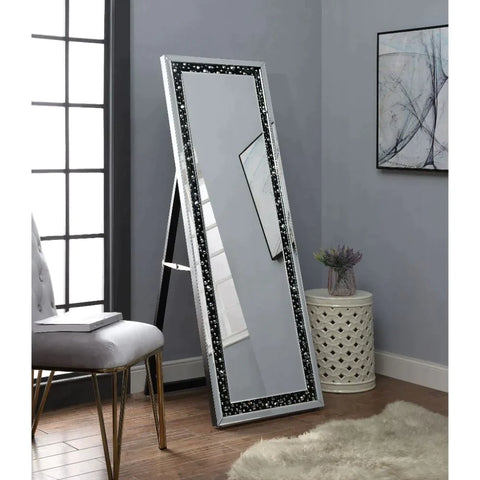 Noor Mirrored & Faux GemStones Accent Mirror Model 97158 By ACME Furniture