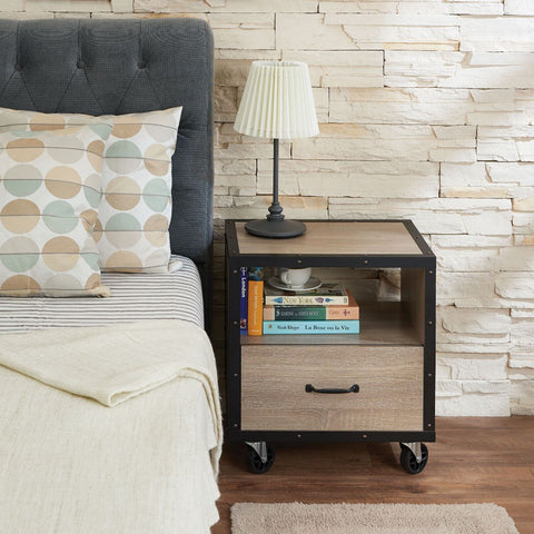 Bemis Rustic Natural & Black Accent Table Model 97266 By ACME Furniture