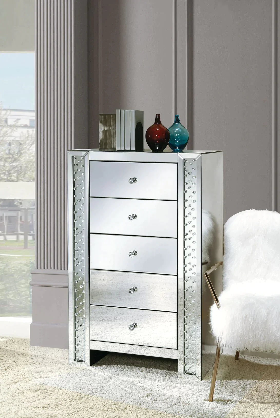 Nysa Mirrored & Faux Crystals Chest Model 97304 By ACME Furniture