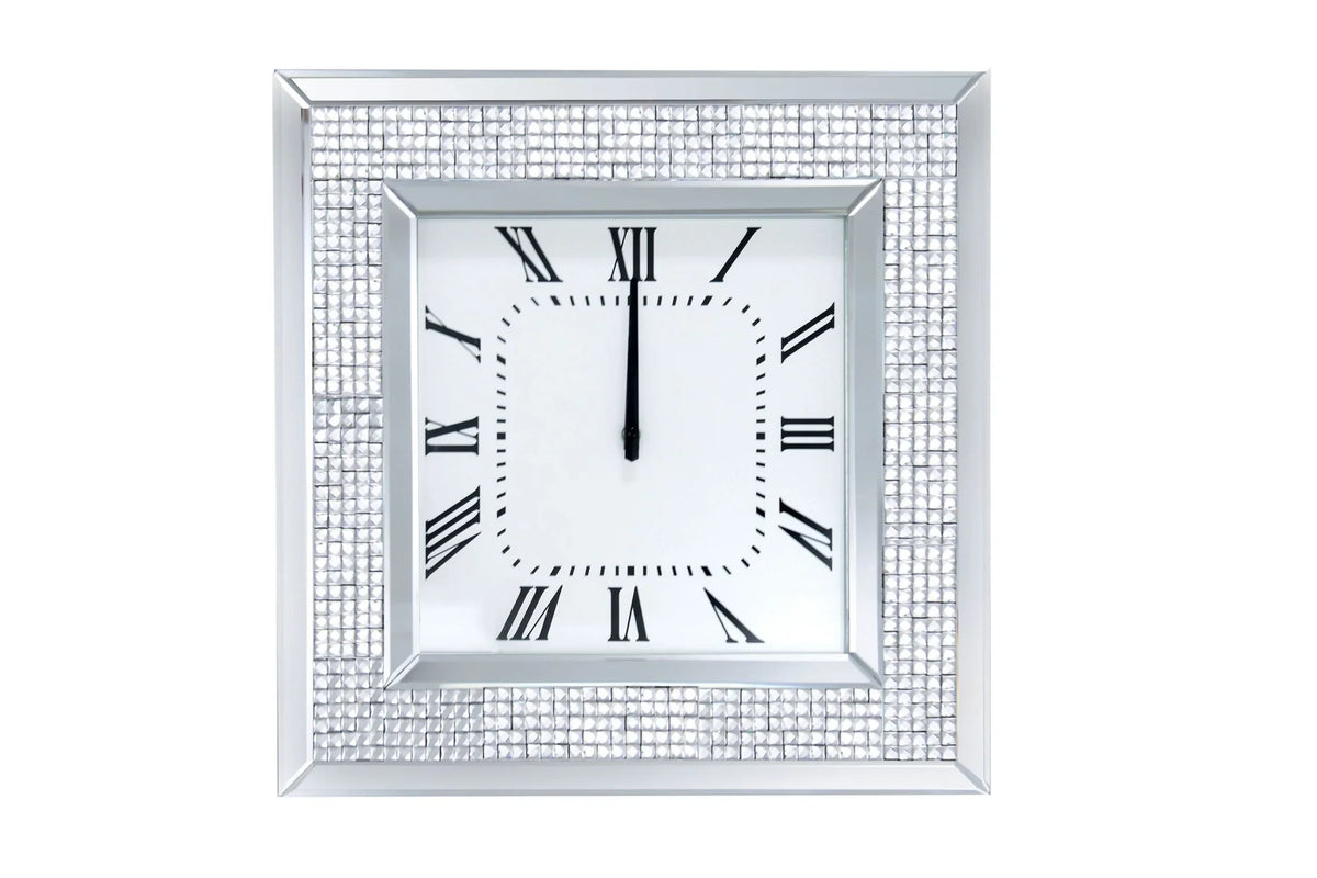 Iama Mirrored & Faux Rhinestones Wall Clock Model 97396 By ACME Furniture