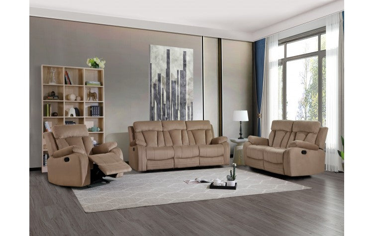 9760 Beige Microfiber Fabric Reclining Sofa SetModel:  9760-BEIGE