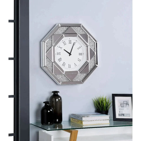 Maita Mirrored & Faux Gems Wall Clock Model 97613 By ACME Furniture